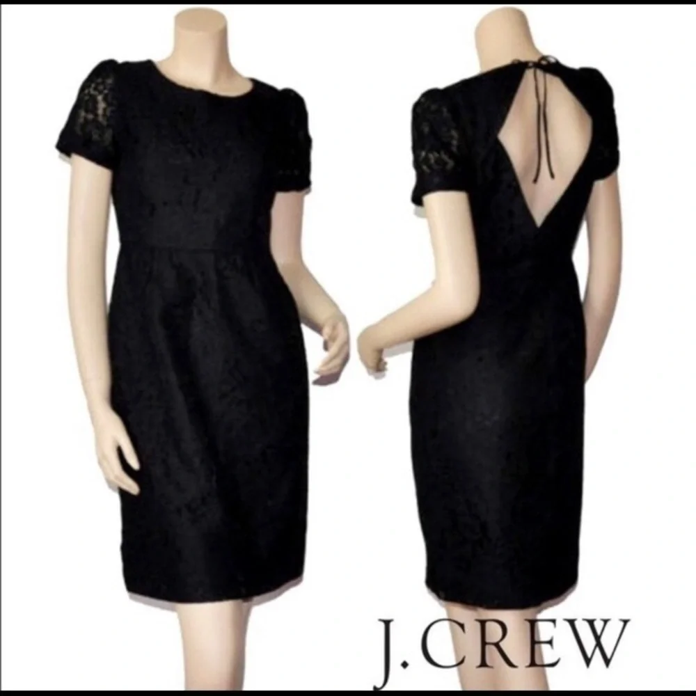 J. Crew collection open back lace black dress size 6